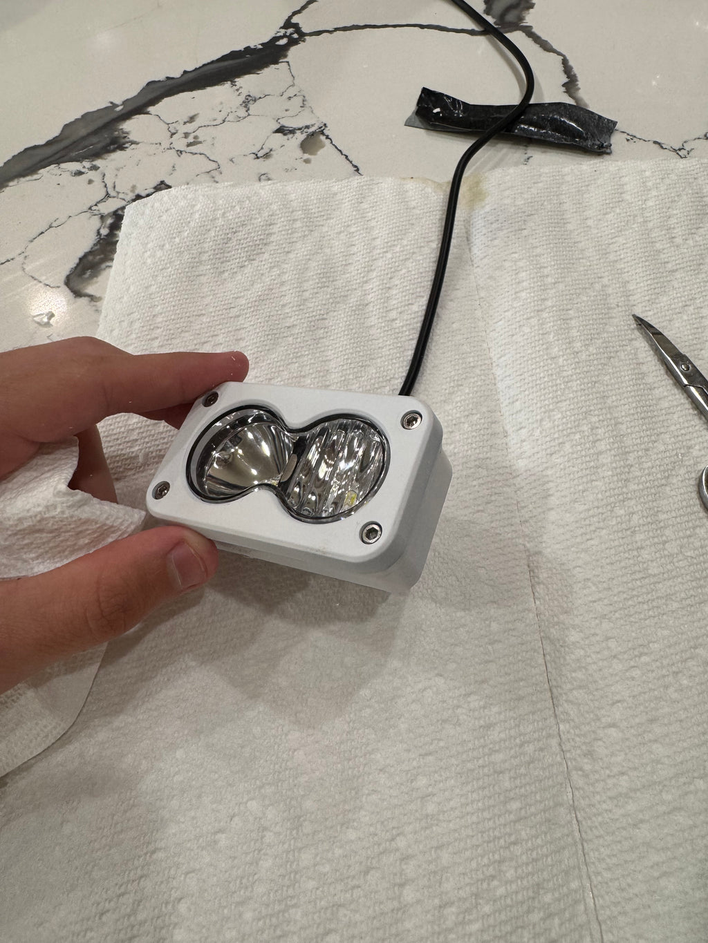 White battery powdered baja light